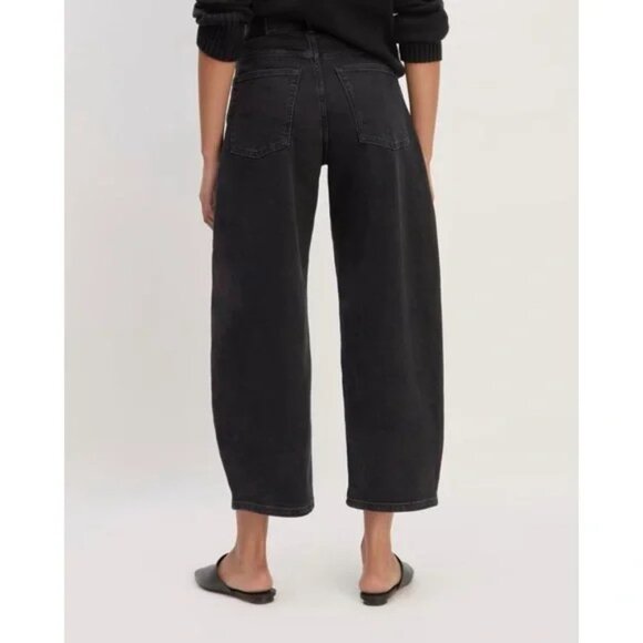 Everlane Way-High Barrel Jeans Black Curved Leg Cropped Denim | Size 8R | EUC - Picture 3 of 11